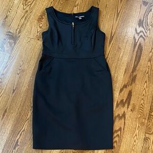 Karl Lagerfed Paris black sheath dress dark academia size 14 quiet luxury